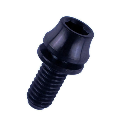 ✝️ VAMUOEFL M5x12mm Titanium Bolts with Washers for Bicycle Water Bottle Cage Hex Ti Screws, Quantity 4Pcs (Black) close-up