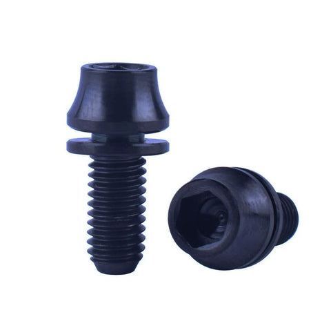 ✝️ VAMUOEFL M5x12mm Titanium Bolts with Washers for Bicycle Water Bottle Cage Hex Ti Screws, Quantity 4Pcs (Black) close-up view