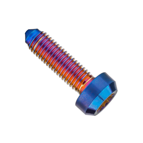 Titanium M7 24.5mm Pitch 1.0 Bolt Spline Socket Forged Head Split Rim Wheels Screws Pack of 4 (Burnt Blue) close-up view