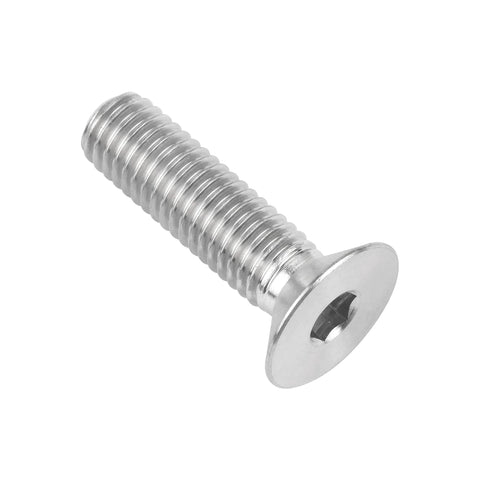 Wanyifa Titanium M8x30mm Full Thread Countersunk Flat Head Bolt Screw; pack of 4, shown in polished finish