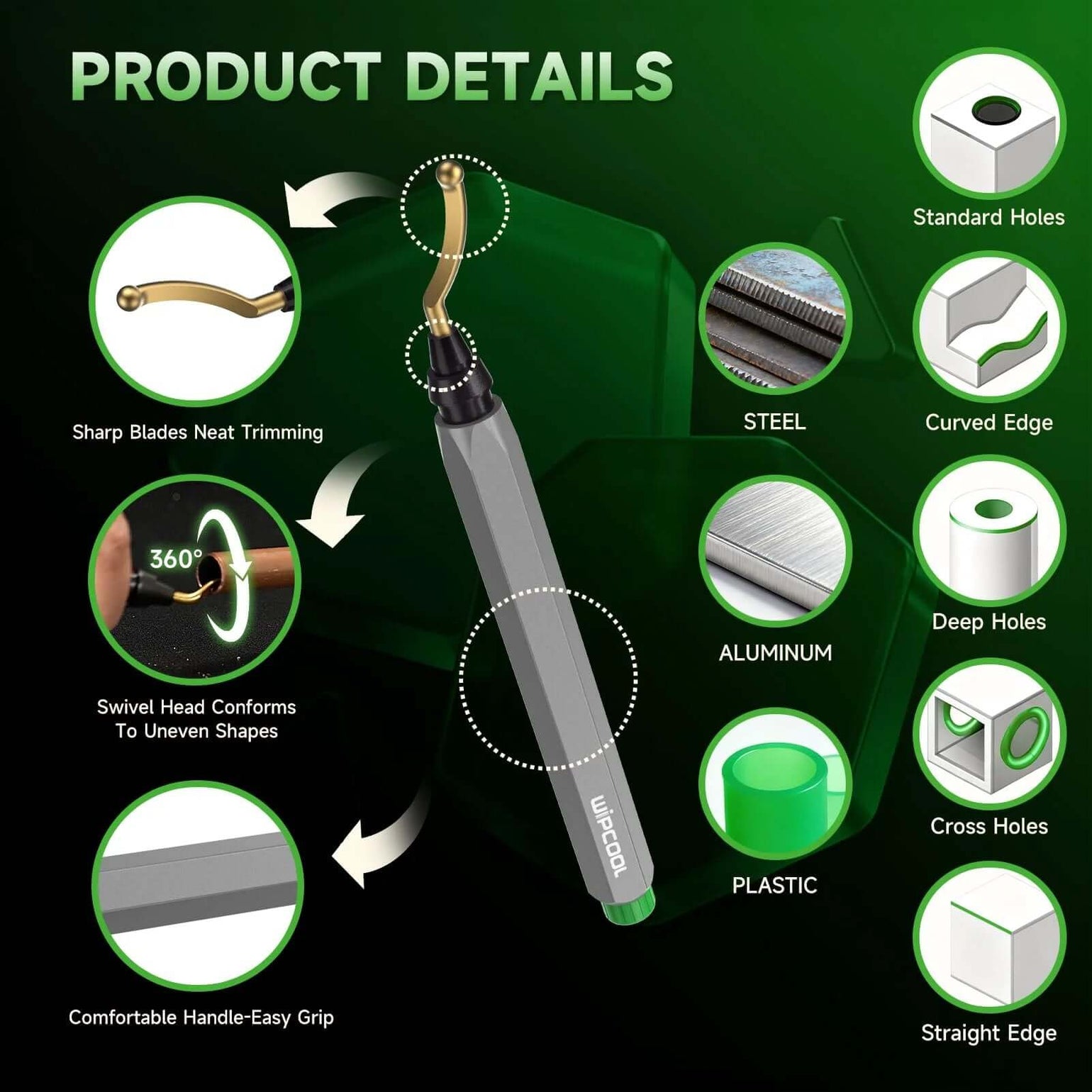 Titanium Coated Pipe Deburring Tool With 10 High Speed...