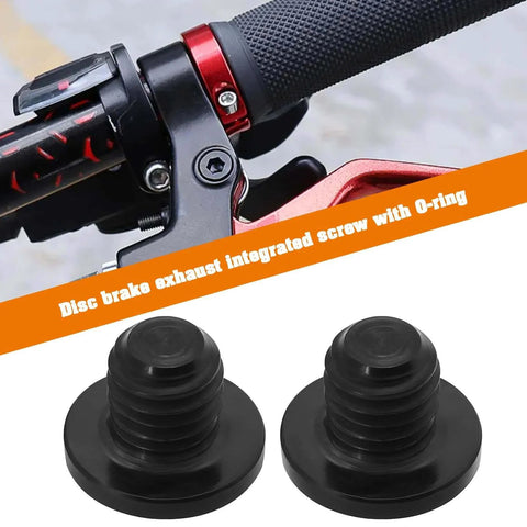 YINETTECH 2 Sets TC4 Titanium Disc Brake Bleed Screws with O-Rings M5x8.5mm for Shimano calipers pictured with handlebar installation