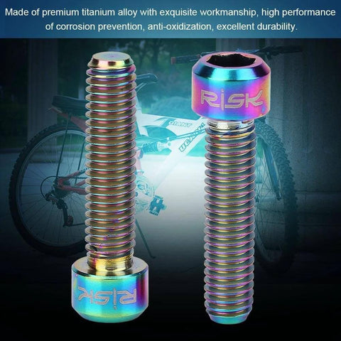 Vbestlife Titanium Disk Brake Bolts M6 X 25mm MTB Disc Brake Calipers in multicolor with bicycle background