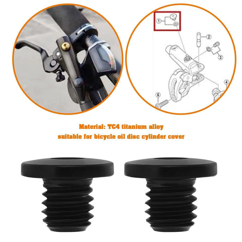 YINETTECH 2 Sets TC4 Titanium Disc Brake Bleed Screws with O-Rings M5x8.5mm shown with bicycle hydraulic caliper diagram