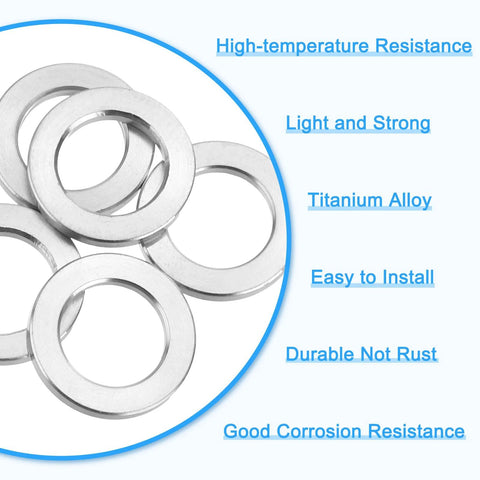 Silver ✝️ uxcell 5 Pcs M8 Titanium Flat Washer for Screw Bolt Nut Motor Maintenance with durability features highlighted