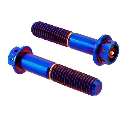 ✝️ RISON Titanium Bolts Hex Head Flange Burnt Blue GR5 Titanium Screws M6x30mm Pack of 5, close-up view