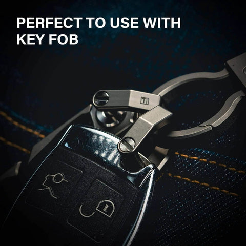 ✝️ MecArmy CH2 Titanium D Shape Heavy Duty Key Ring, Key Fob Holder Keychain with Screw Shackle attached to key fob