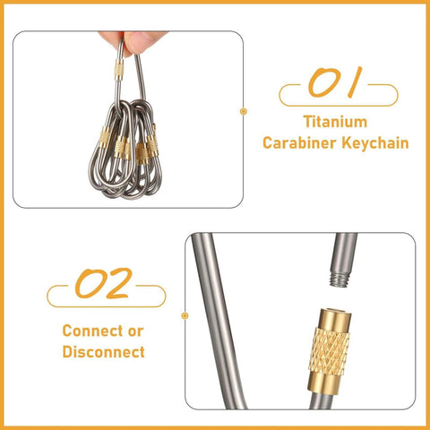 ✝️ Skylety 10 Pieces Mini Titanium Locking Clips D-Ring Locking Snap Keychain Keyring Screw Lock Buckle shown in detail