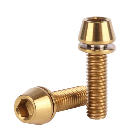 6 pcs titanium M5 x 18mm tapered head hex bolts with washers for bicycle stem