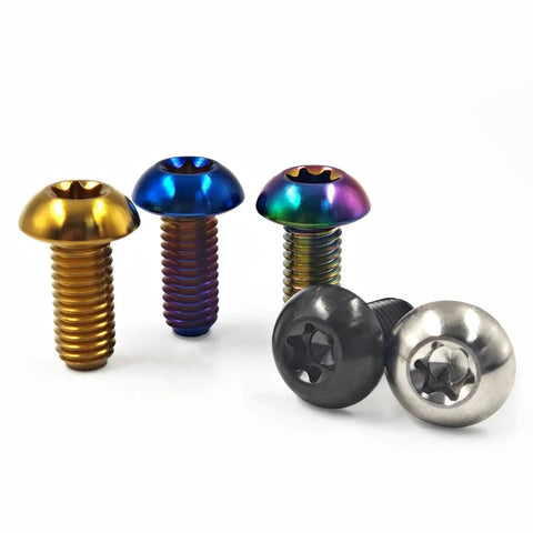 Set Of Twelve Titanium M5x10mm Rotor Bolts For MTB Mountain Bike Disc Brake Rotors Featuring Torx T25 Head Grade 5 Titanium 6Al-4V