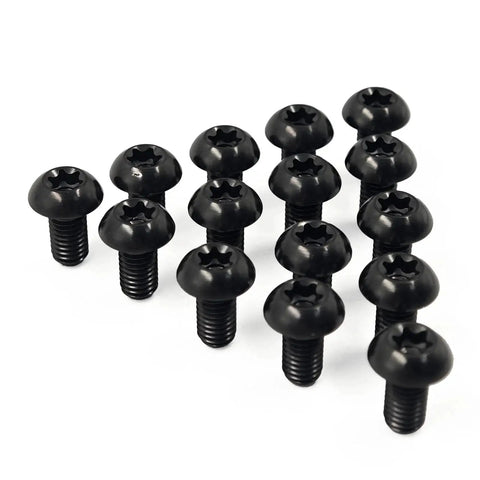 Set Of Twelve Titanium M5x10mm Rotor Bolts For MTB Mountain Bike Disc Brake Rotors Featuring Torx T25 Head Grade 5 Titanium Black Finish