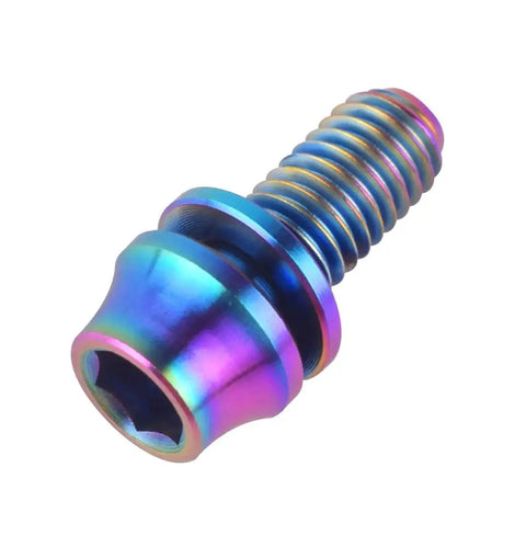 Colorful titanium M5x12mm bolt with washer for bicycle water bottle cage, Grade 5 6Al4V Ti alloy hardware