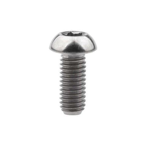 Close-up of a single 4 pcs titanium M5 x 12mm Torx head bolt for bicycle bottle cage, showing thread and head design.