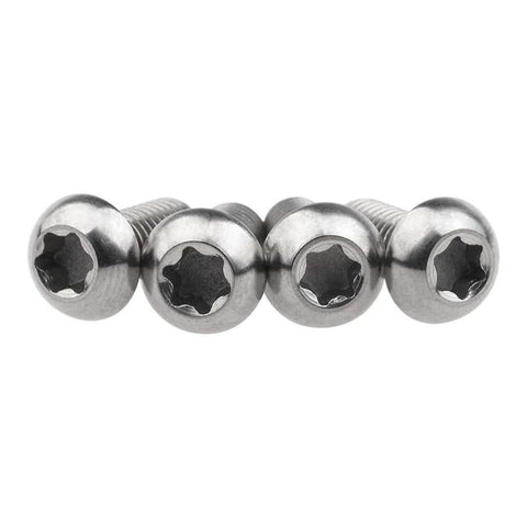 Front view of 4 pcs titanium M5 x 12mm Torx head bolts for bicycle bottle cage