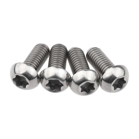 4 pcs titanium M5 x 12mm Torx head bolts for bicycle bottle cage aligned side by side