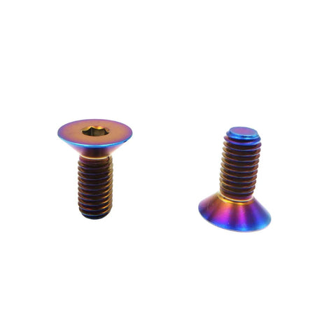 ✝️ RISON Titanium Ti Bolts M5x15mm Titanium Countersunk Hex Socket Cap Bolt Burnt Blue shown front and side view.