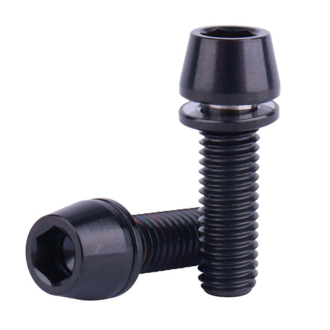 ✝️ UHDFBDHF 6PCS Titanium Screw Internal Hex M5x16mm 18mm 20mm Tapered Head Bolt with Washer for Bicycle Stem in Black