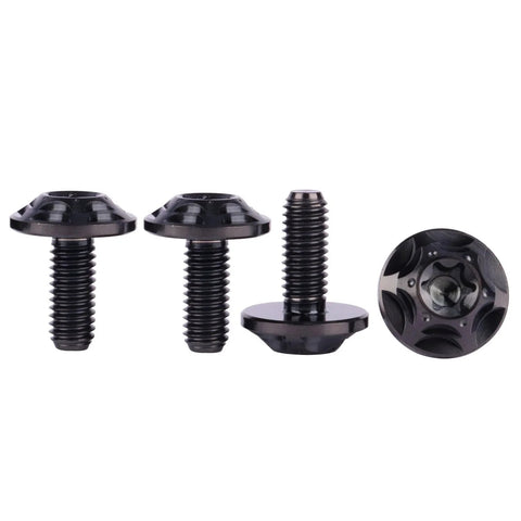 UHDFBDHF Titanium Bolt M6 Torx Head T40 Screws for Bicycle, Motorcycle, Car, 10/15/20mm, Pack of 4 (Black, M6x15mm), side and top view