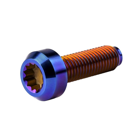 Titanium M7 24.5mm Pitch 1.0 Bolt Spline Socket Forged Head Split Rim Wheels Screws Pack of 4 (Burnt Blue) close-up