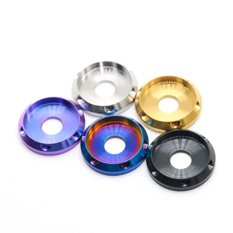 UFO Head Titanium Washers Set M4 To M10 Burnt Blue Belleville CNC Machined 4 Pack in various colors