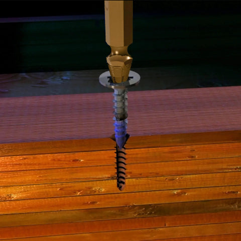 Close-up of ✝️ Speed Out Titanium Damaged Screw Extractor Kit in use on a wooden surface, showing the extraction process.