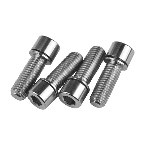 ✝️ Wanyifa Titanium Ti Bolt M7 x 20mm Allen Head with Washers Bike Scewrs Pack of 4, side view of bolts arranged