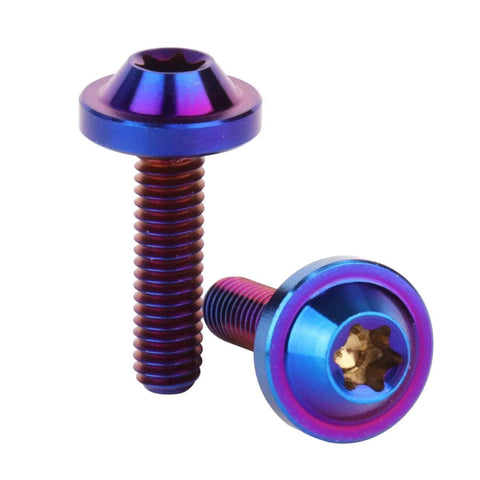 ✝️ UHDFBDHF 4Pcs Titanium Bolt M4x10 15 20mm Button Torx Head Screw for Bicycle Motorcycle (Burnt Blue, M4x15mm) close-up