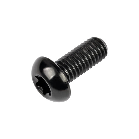 Close-up of a black Wanyifa 4Pcs Titanium M5 x 12mm Holder Torx Head Bolt Screw for Bicycle Water Bottle Cage