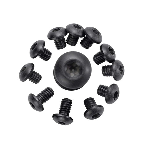 Top view of 26 pcs titanium Torx screw set for Benchmade 535 Bugout knife, showing multiple black screws arranged in a circle.