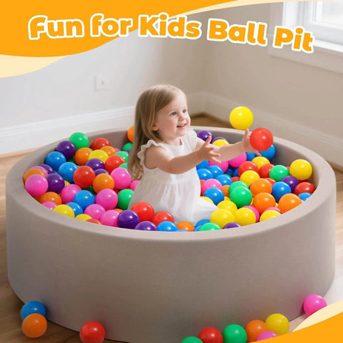 Ball Pit Balls for Toddlers: 50 Colorful Non-Toxic Balls – BPA-Free, Phthalate-Free, in play with child in ball pit