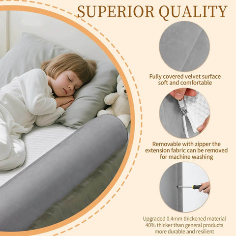 Child sleeping with Inflatable Bed Bumpers For Toddlers 2 Pack With Non Slip Bed Rails And Machine Washable Covers