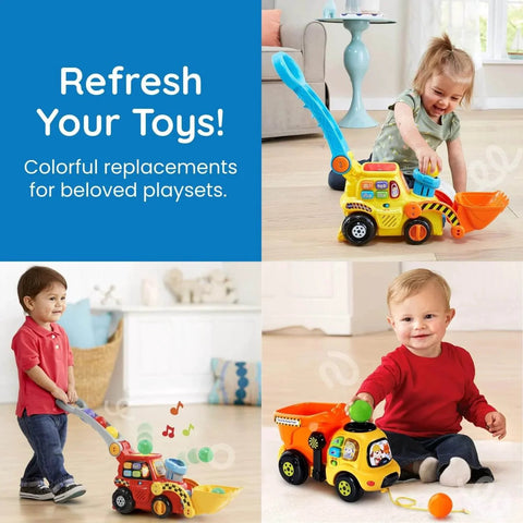 Set of 5 Multi-Colored Replacement Balls for Ball Popper Toys in Assorted Colors - Vibrant and Durable Plastic shown with toddlers playing.