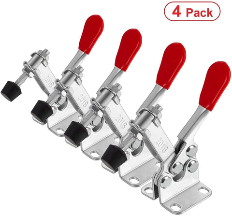 Toggle Clamp Hold Down 220 Lbs 4 Pack Antislip Horizontal Quick Release with red handles in carbon steel zinc plated finish
