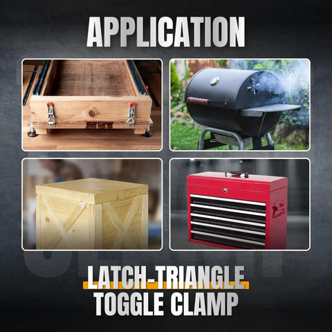 Applications of Four Pack Toggle Clamps With 220 Lb Holding Power And 4001 Adjustable Pull Action Latch in woodworking and smoker cabinets.