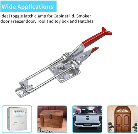 Heavy duty toggle clamp latch holds up to 2000 lbs, crafted from 4mm cold rolled steel with galvanizing for corrosion resistance