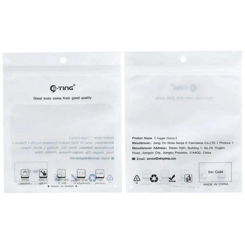 Four Pack 201B Toggle Clamp Set packaging showing branding and product details.