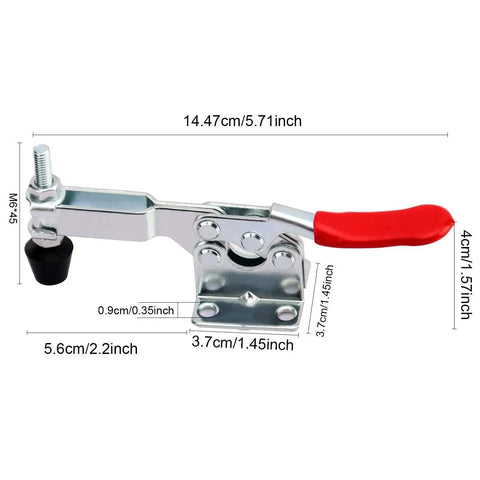 Heavy Duty 12 Pack 201B Toggle Clamps For Woodworking, Quick Release Horizontal Hand Tool Clamps with measurements