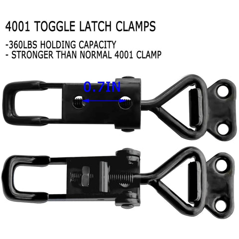Heavy duty toggle latch clamp with rust resistant carbon steel, adjustable pull action and 360lb capacity featuring catch plate