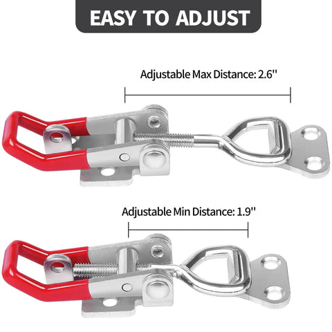 Heavy Duty Toggle Latch Clamp 4002 Adjustable Lock Hole 550 Lbs For Smoker Lid Jig And Tool Box Case 4 Pack Screws, adjustable range view