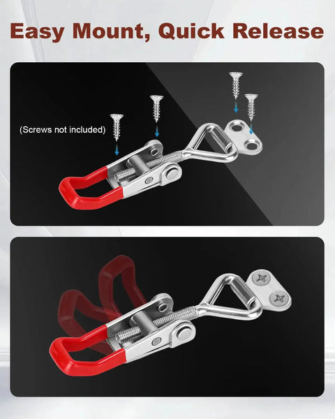 2 Pack Adjustable Toggle Latch Clamp 4001 Quick Release Clamp with 220lbs Capacity, screws not included, steel construction