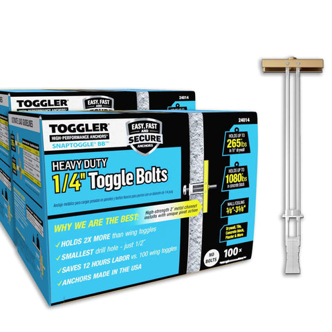 200-Pack TOGGLER SNAPTOGGLE BB Toggle Anchors, Zinc Plated Steel Channel, with packaging displaying product details.