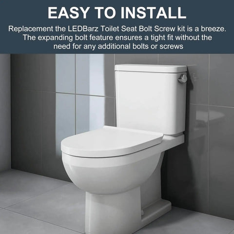 Top Mount Toilet Seat Hardware Kit For Skirted Toilets Easy Install Nut And Bolt Set with stainless steel bolts shown in use