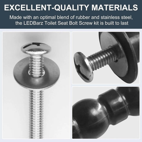 Close-up of Top Mount Toilet Seat Hardware Kit For Skirted Toilets Easy Install Nut And Bolt Set With Expandable Rubber Plug