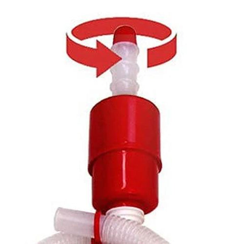 Tolco 160116 Value Siphon Drum Pump Individual Box, 49.25" Height, 43.75" Width, Red/White, flow control feature close-up