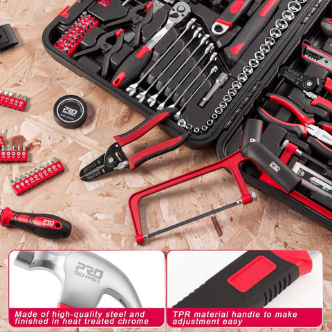 Beefy 259 Piece Tool Kit Do It All Set With Plastic Storage Toolbox And Portable Repair Box For Home And Car, tools visible