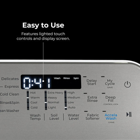 Efficient top load washer with a 4.5 cu ft capacity and triple action impeller delivers tough stain cleaning LED indicators