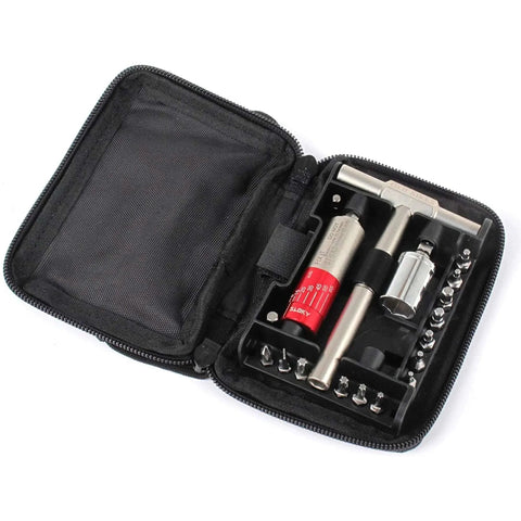 Tightening +/- 10% Accurate 15-65 inch-lbs All-In-One Torque Driver Tool Kit with T-Way Wrench, Bits, Sockets in Case