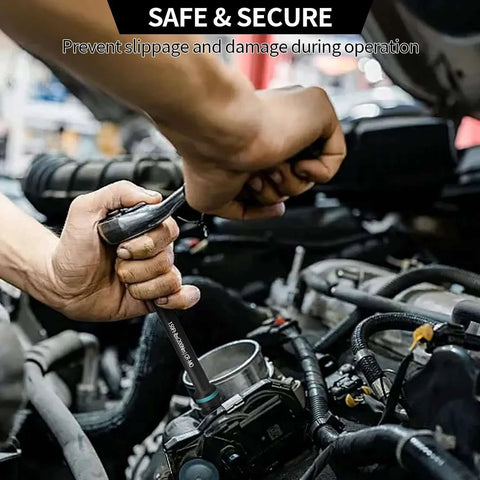 Mechanic using 1/2" Drive Torque Limiting Extension Bar Set, CR-MO Impact Torque Limiter, automotive repair, tightening lug nuts