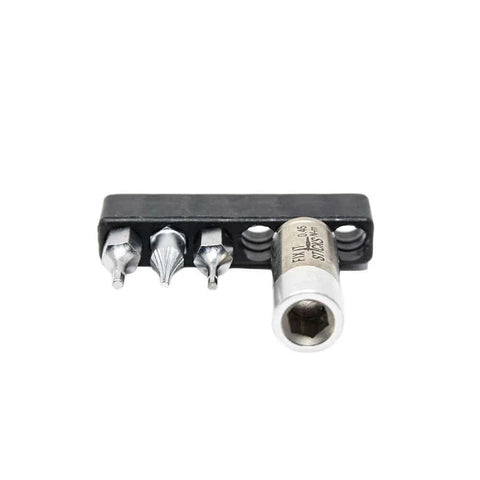 4 Inch Lbs Torque Limiter & Three Bit Combo Pack with Torx, hex bits, and 1/4in drive displayed on a white background.