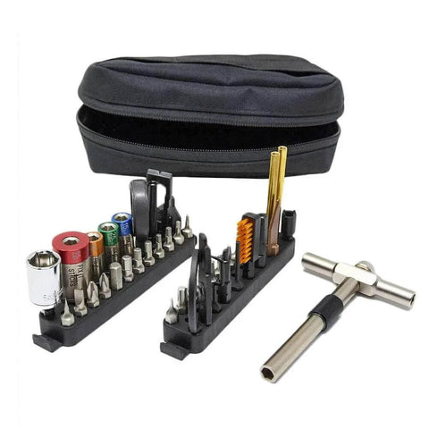 4 Torque Limiters & Modular T-Drive Wrench kit with bits and case, shown for gun maintenance use
